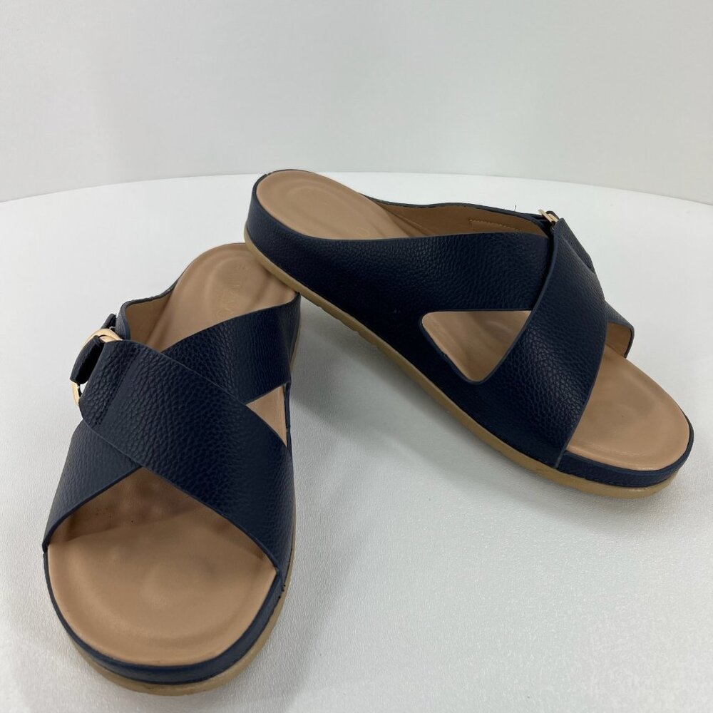 Patrizia by Spring Step Rutha Slide Sandals Women 10 Criss Cross Vegan Navy Blue - Picture 8 of 13